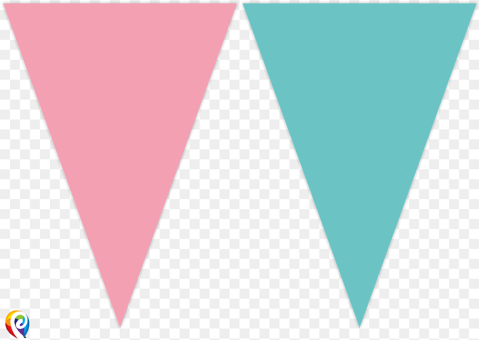 Pink Turquoise Party Flag Bunting Blue Pink Party Flags, Triangle Free Png Download