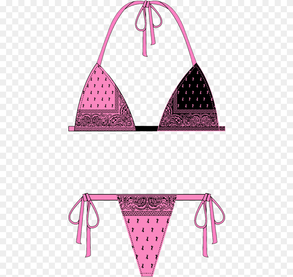 Pink U0026 Black Bandana Bikini Halterneck, Clothing, Swimwear, Accessories, Bag Png