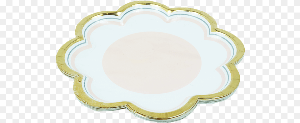 Pink U0026 White With Gold Trim Paper Plates 26cm Circle, Plate, Meal, Food, Head Free Png Download
