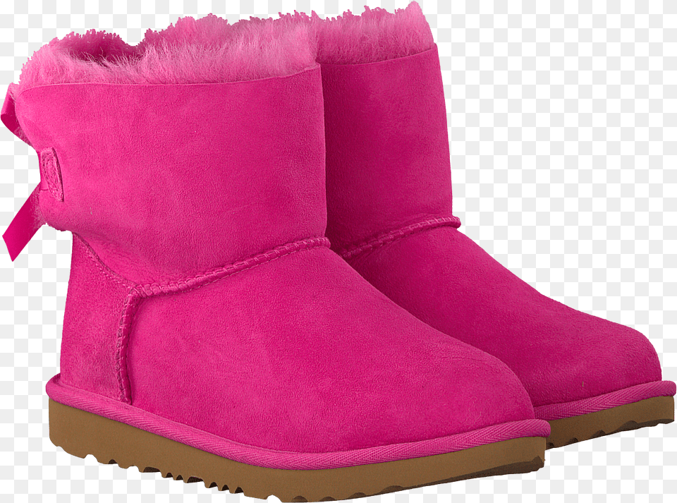 Pink Ugg Classic Ankle Boots Mini Bailey Bow Ii Kids Ugg Met Strik Roze, Clothing, Footwear, Shoe, Suede Png Image