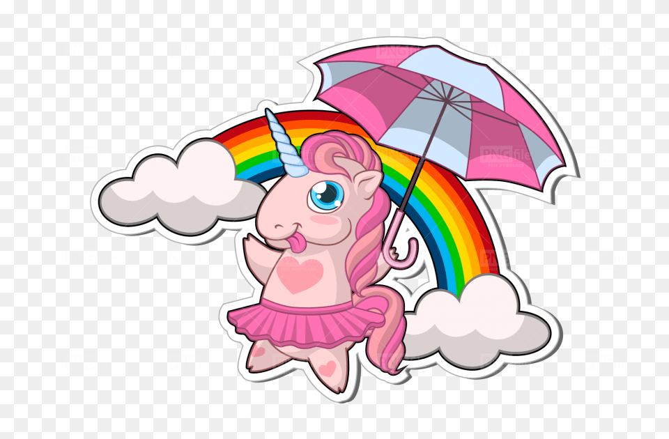 Pink Unicorn With Rainbow Sticker Fictional Character, Baby, Person, Book, Publication Free Png