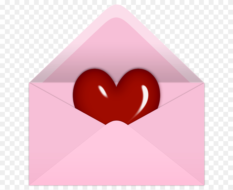 Pink Valentine Letter With Red Heart Clipart Picture, Envelope, Mail Free Png Download
