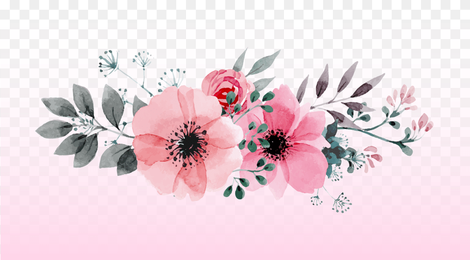 Pink Watercolor Flowers Transparent Flower Vector, Art, Floral Design, Graphics, Pattern Png Image