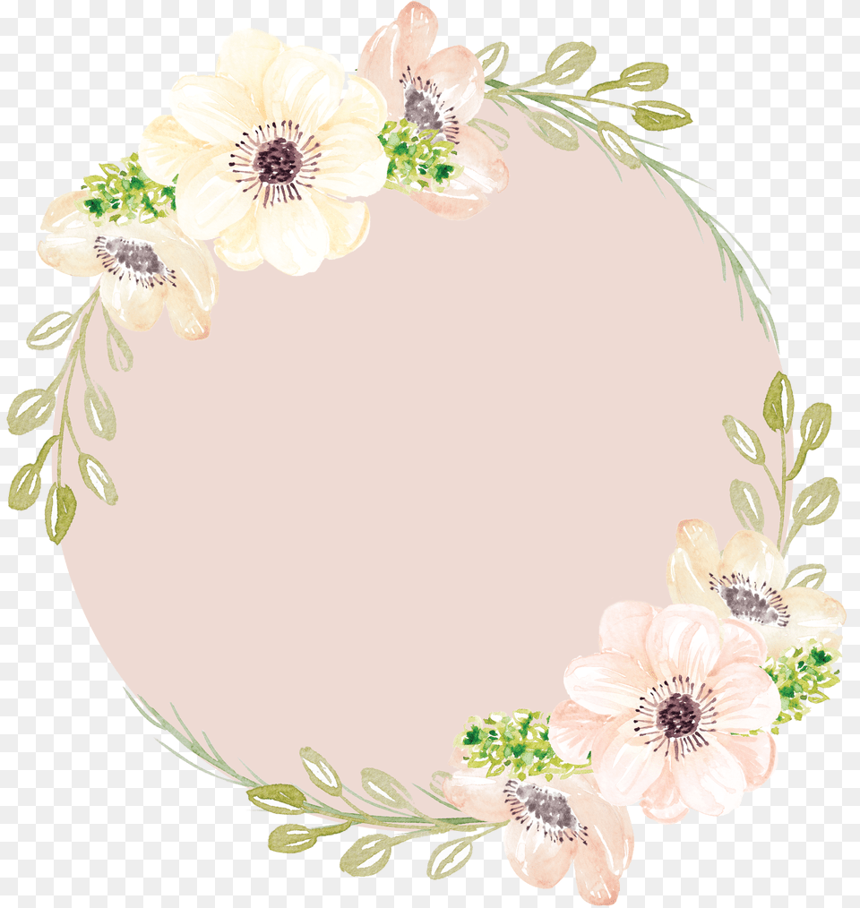 Pink Watercolor Garlands Flowers Painting Hand Painted Anemone Flower Watercolor, Emblem, Symbol, Logo, Adult Free Png