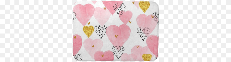 Pink Watercolor Hearts Pattern Mat, Home Decor, Applique, Patchwork Free Png