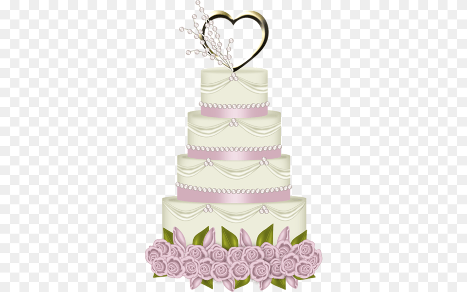 Pink Wedding Cake With Heart Clipart Wedding Cake Clipart, Dessert, Food, Wedding Cake Png Image