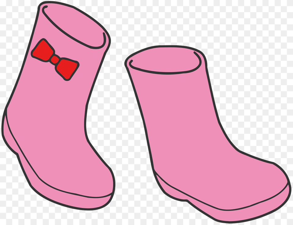 Pink Wellington Boots With Red Bows Clipart, Clothing, Footwear, Shoe, Boot Free Transparent Png
