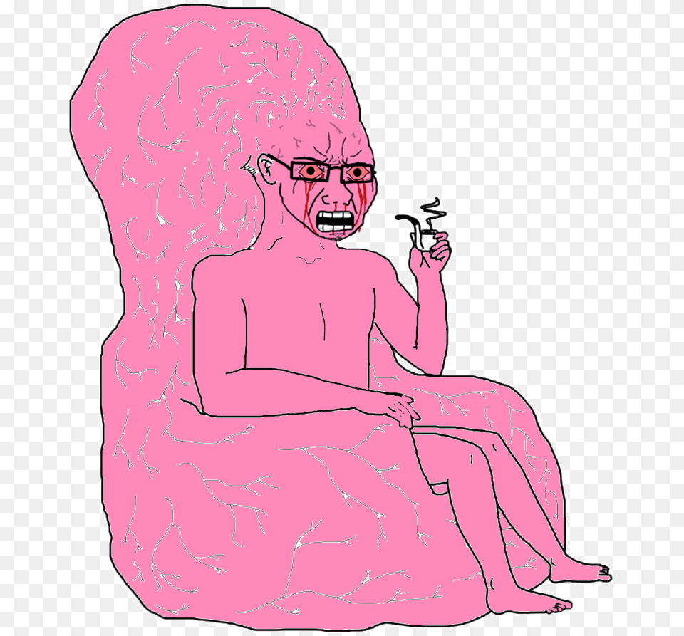 Pink Wojak Brain Chair Meme, Art, Baby, Person, Face Free Transparent Png