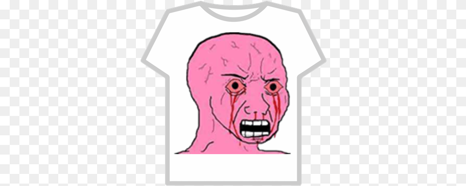 Pink Wojak Roblox Wojak, Clothing, T-shirt, Head, Person Free Png