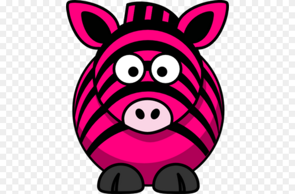 Pink Zebra Cartoon Clipart Pink Zebra, Piggy Bank, Animal, Mammal Png Image