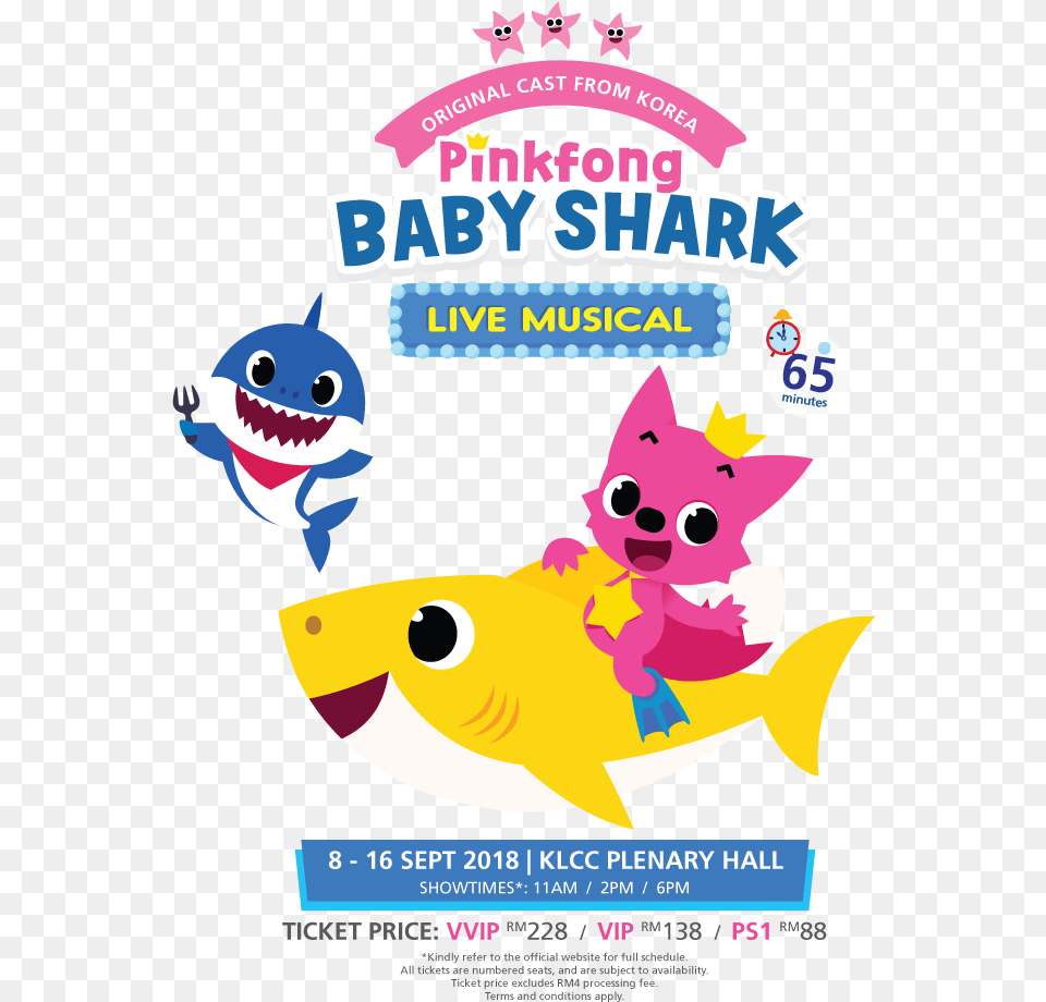 Pinkfong Baby Shark Live Musical, Advertisement, Poster, Animal, Dinosaur Png Image