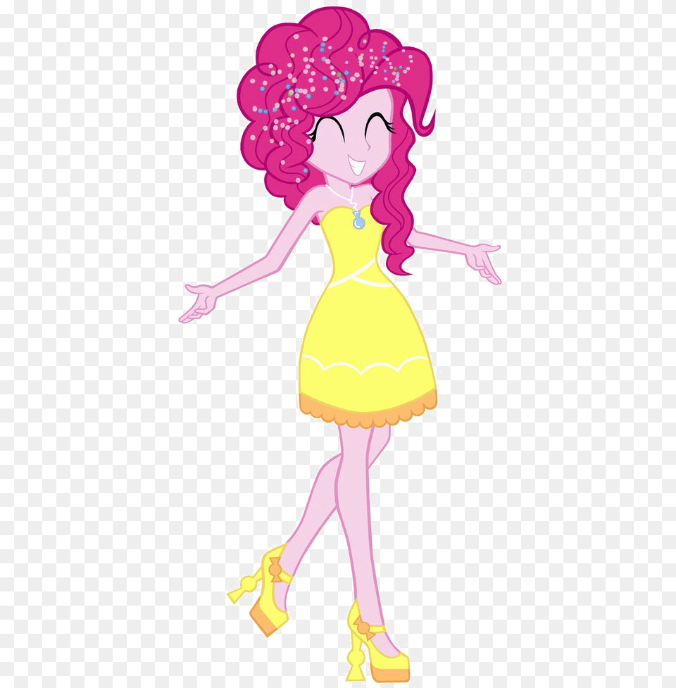 Pinkie Pie In A Yellow Party Dress Equestria Girl Pinkie Pie Dress, Child, Person, Female, Dancing Free Png