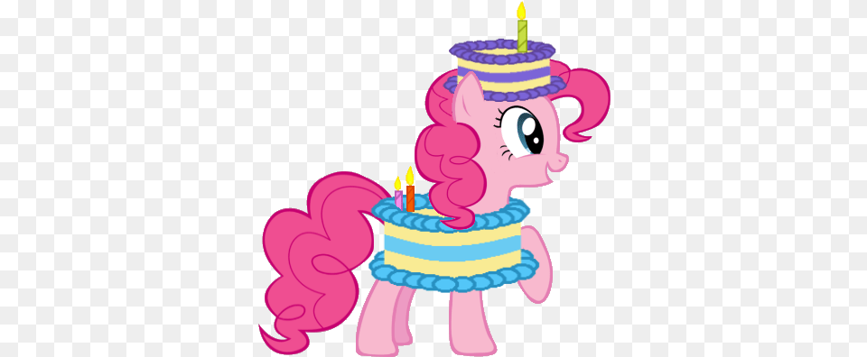 Pinkie Pie Party Clipart 320 Transparent My Little Pony Birthday Pinkie Pie, Birthday Cake, Cake, Cream, Dessert Free Png