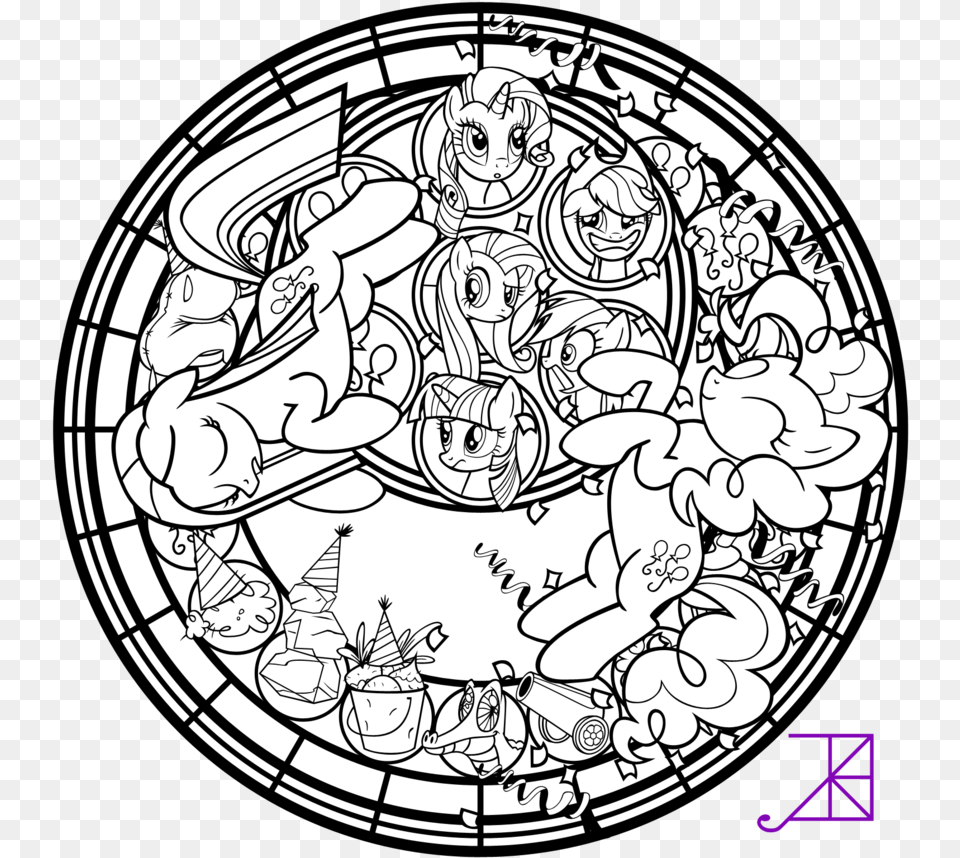 Pinkie Pinkamena Stained Glass Line Art By Akili My Little Pony Dazzlings Coloring Pages, Face, Head, Person, Drawing Free Transparent Png