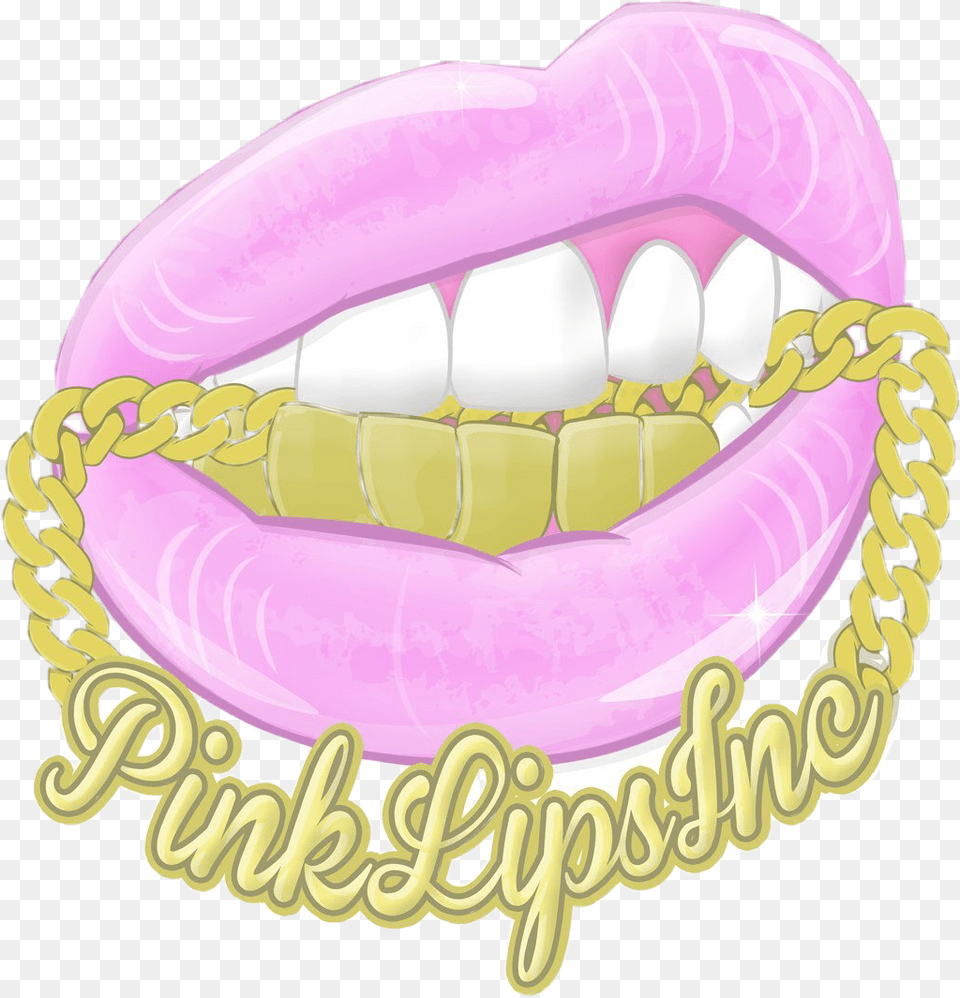 Pinklips Ghetto Rich Grillz Freetoedit Lips With Grillz Cartoon, Body Part, Mouth, Person, Teeth Free Transparent Png