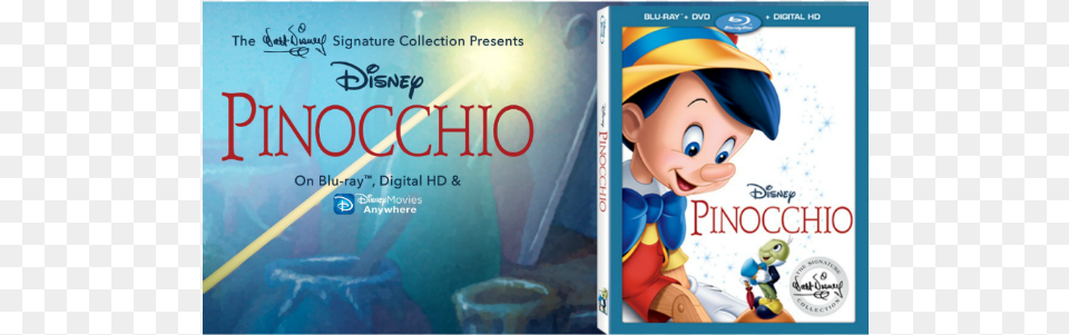 Pinocchio Now On Blu Ray Disney Pinocchio Walt Signature Collection Blu Ray, Book, Publication, Comics, Baby Free Transparent Png