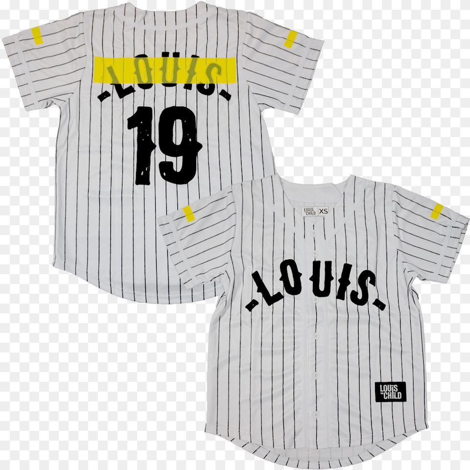 Pinstripe Jersey With Yellow Tape Baseball Uniform, Clothing, Shirt, T-shirt, Person Free Png Download