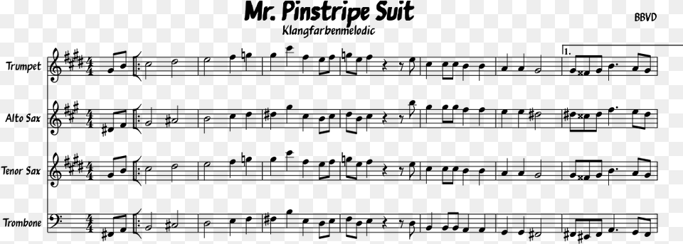 Pinstripe Suit Sheet Music Composed By Bbvd 1 Of 2 Document, Gray Png