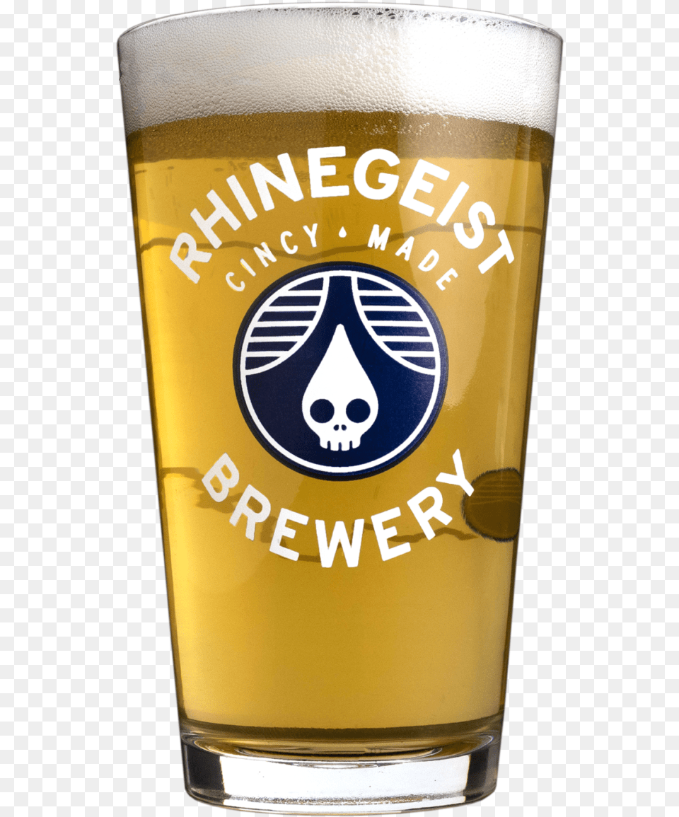 Pint Of Light Beer In Rhinegeist Glass Pint Glass, Alcohol, Beer Glass, Beverage, Liquor Png Image