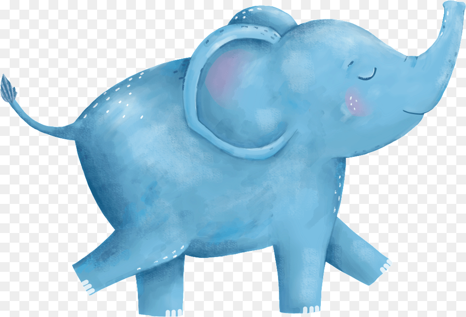 Pintado A Mano Azul Lindo Elefante Transparente Drawing, Animal, Elephant, Mammal, Wildlife Free Png Download