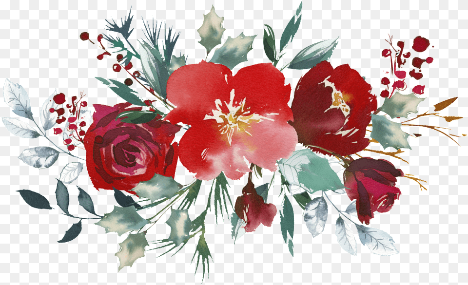 Pintado A Mano De Rosa Roja Transparente De Rosas Rojas Pintadas, Art, Plant, Pattern, Graphics Png Image
