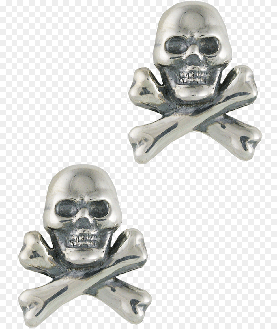 Pinto Ranch Skull And Cross Bones Silver Cufflinks Skull And Crossbones, Accessories, Face, Head, Person Png
