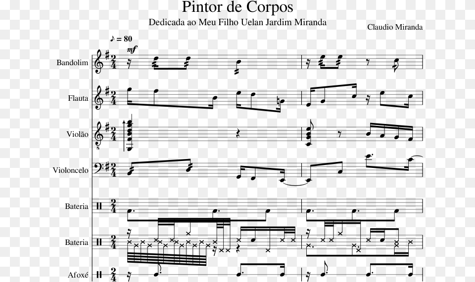 Pintor De Corpos Dedicada A Uelan Jardim Miranda Piano Sheet Music, Gray Free Transparent Png