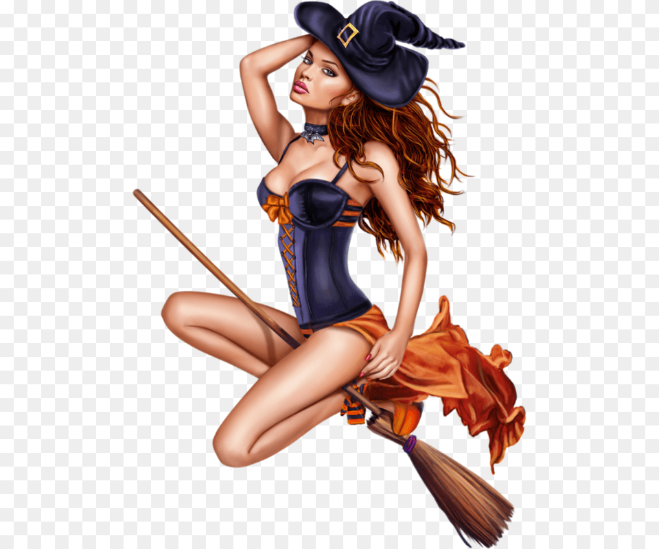 Pinup Artdeviant Girlpnggirl Illustrations Pretty Witch, Adult, Female, Person, Woman Free Png Download