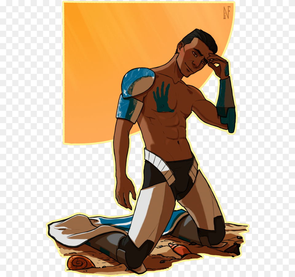 Pinup Beachboy Echo By El Niphrendil Clone Wars 50 Cartoon, Kneeling, Person, Adult, Male Free Transparent Png