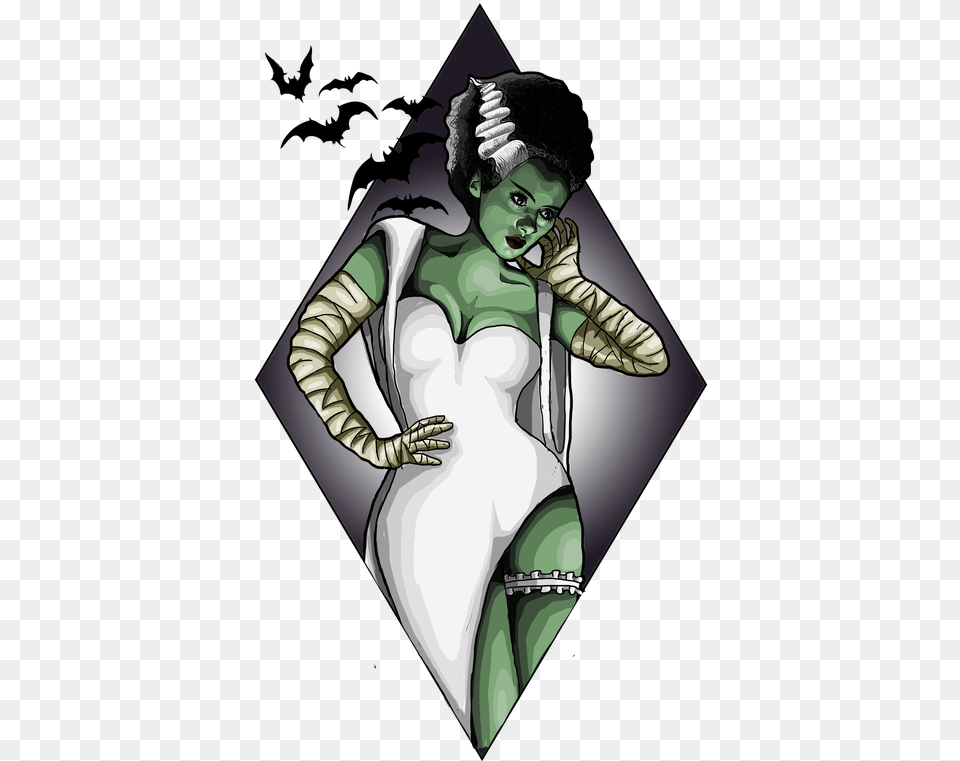 Pinup Bride Of Frankenstein, Book, Comics, Publication, Person Png Image