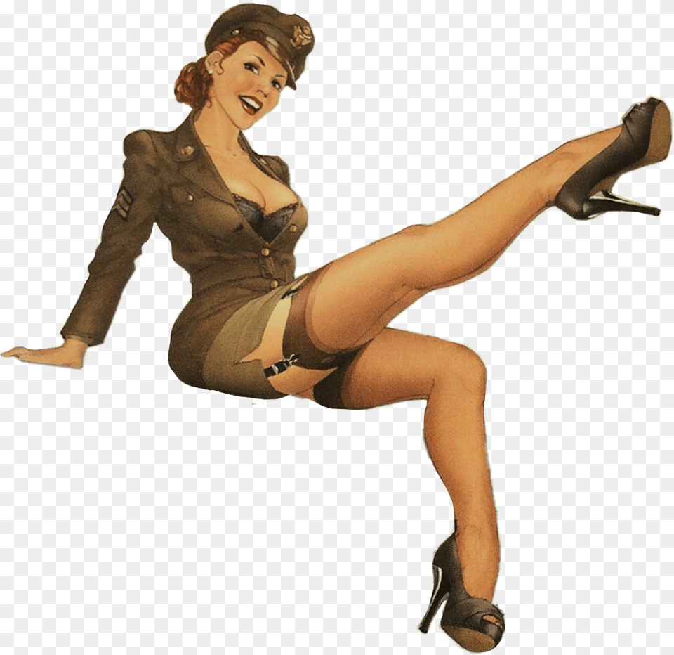 Pinup Freetoedit Pin Up Girl On Aeroplane, Clothing, Shoe, Footwear, Adult Free Png Download