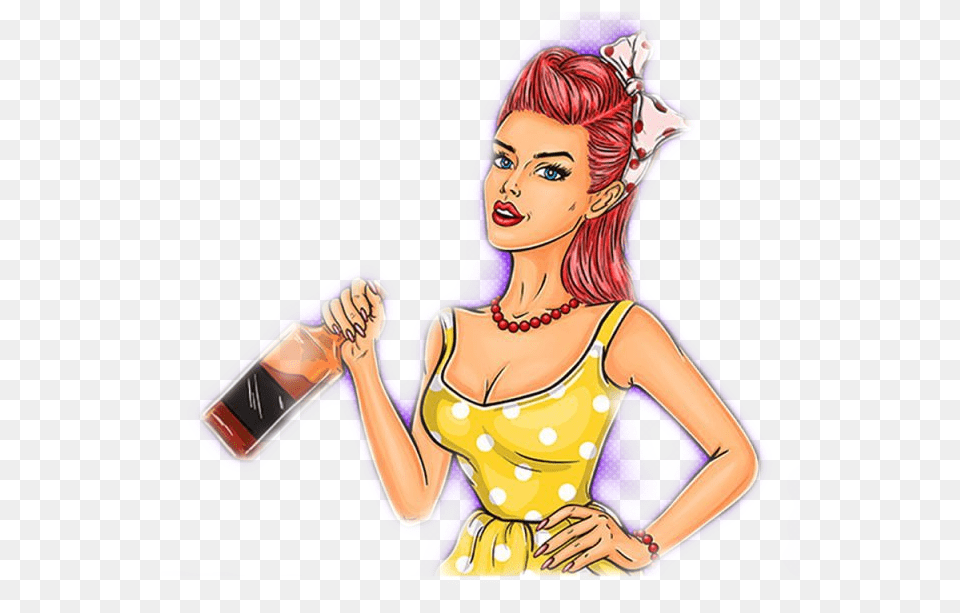 Pinup Girl Popart Illustration Of Pin Up Girl, Adult, Female, Person, Woman Png