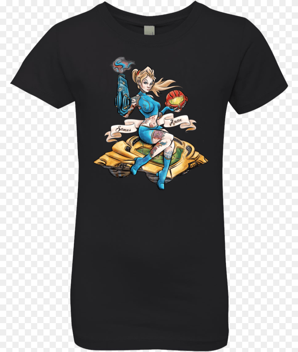 Pinup Samus Girls Premium T Shirt T Shirt, Clothing, T-shirt, Baby, Person Free Transparent Png