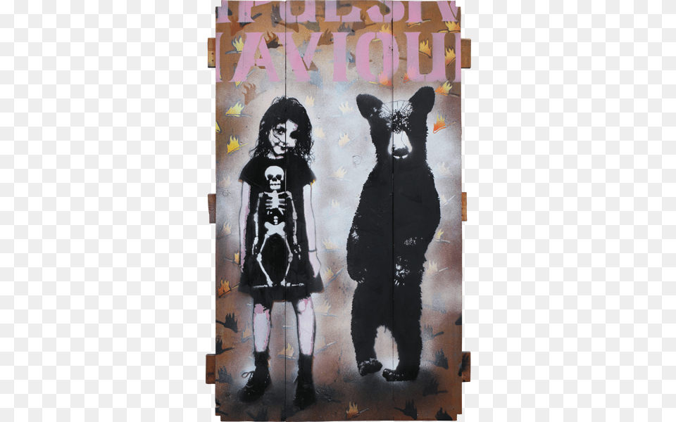 Pipsqueak Artist Girl Skeleton Dance Bear Reclaimed The Skeleton Dance, Art, Painting, Person, Child Png Image