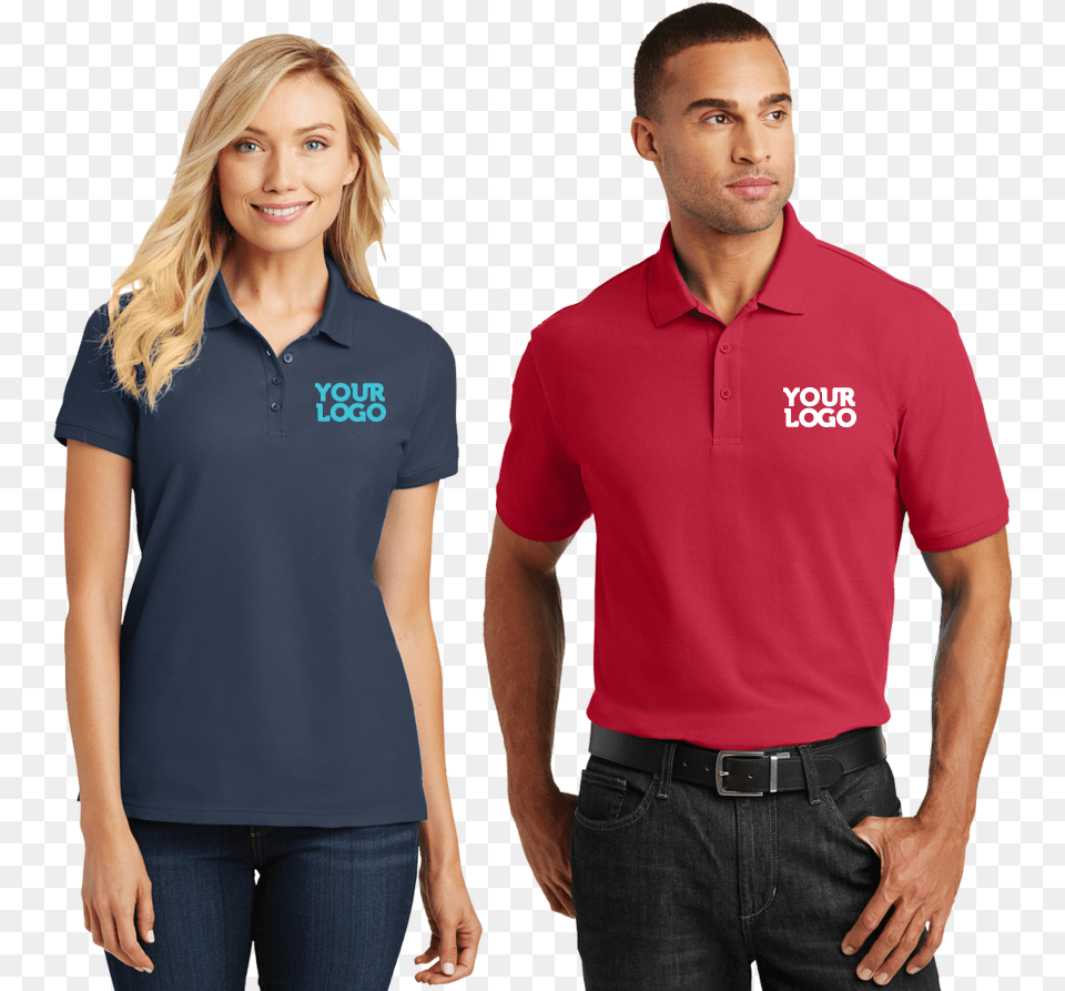 Pique Core Polo Shirt Red And Navy Port Authority Ladies Core Classic Pique Polo, Clothing, T-shirt, Jeans, Pants Png Image