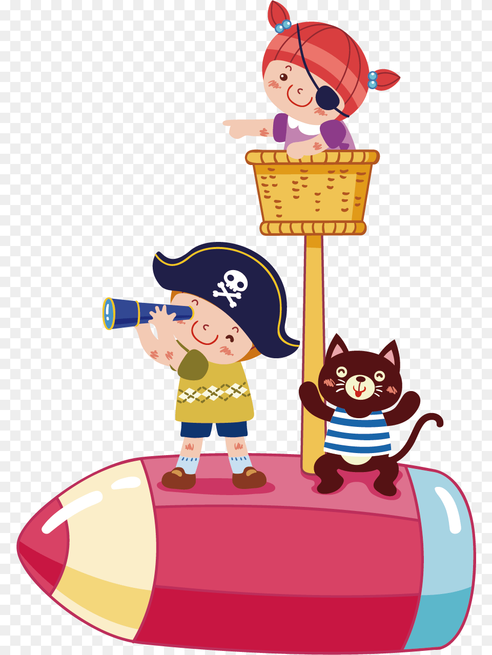 Piracy Cartoon Child Illustration, Clothing, Hat, Baby, Person Free Png Download