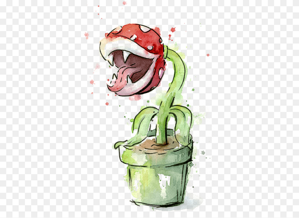 Piranha Plant Watercolor Beach Towel Mario Characters In Watercolor, Art, Painting, Baby, Person Png Image