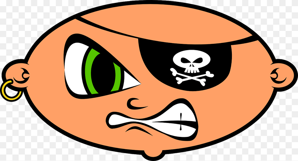 Pirate Angry Emoticon Smiley Smilies Head Clipart Mean, Cartoon, Food, Fruit, Plant Free Png Download