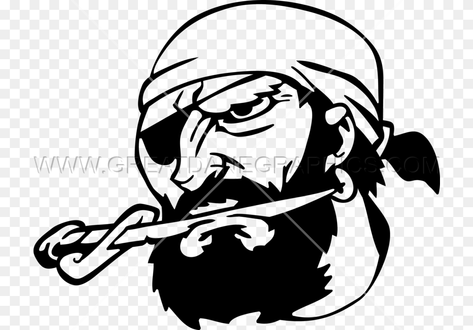 Pirate Biting Sword Production Ready Artwork For T Shirt Printing, Bow, Weapon, Adult, Male Png