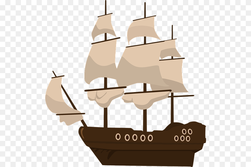 Pirate Boat Clip Art, Sailboat, Transportation, Vehicle, Painting Png Image