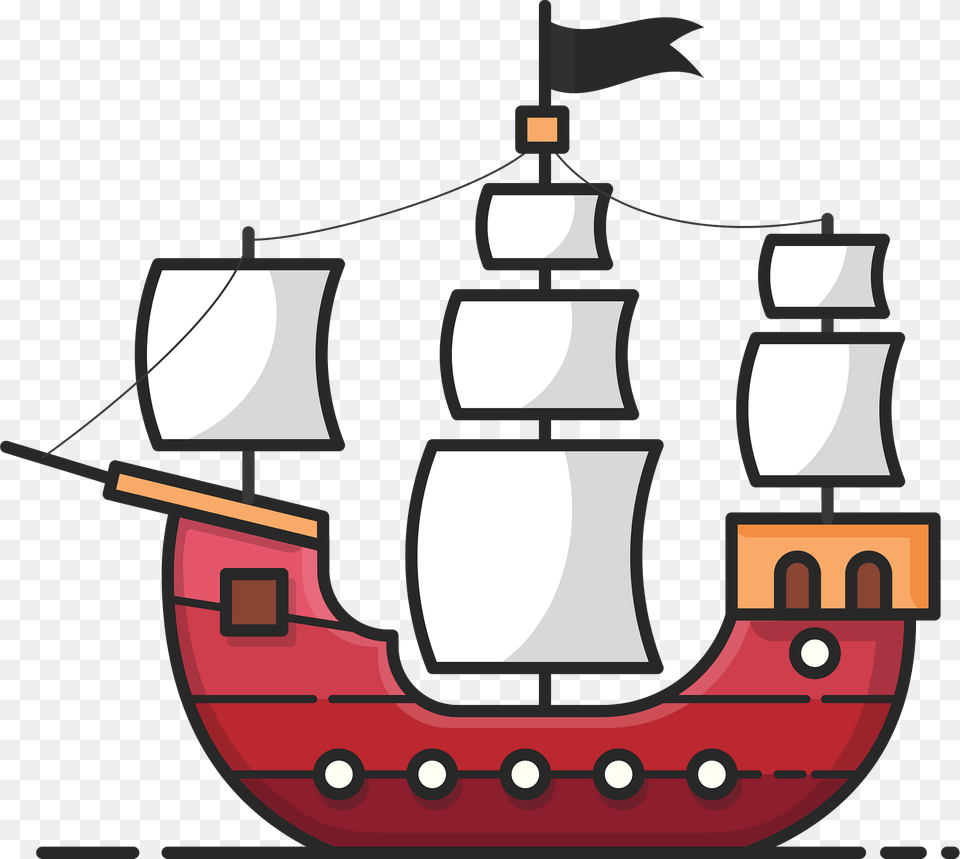 Pirate Boat Clipart, Sailboat, Transportation, Vehicle, Bulldozer Free Png Download