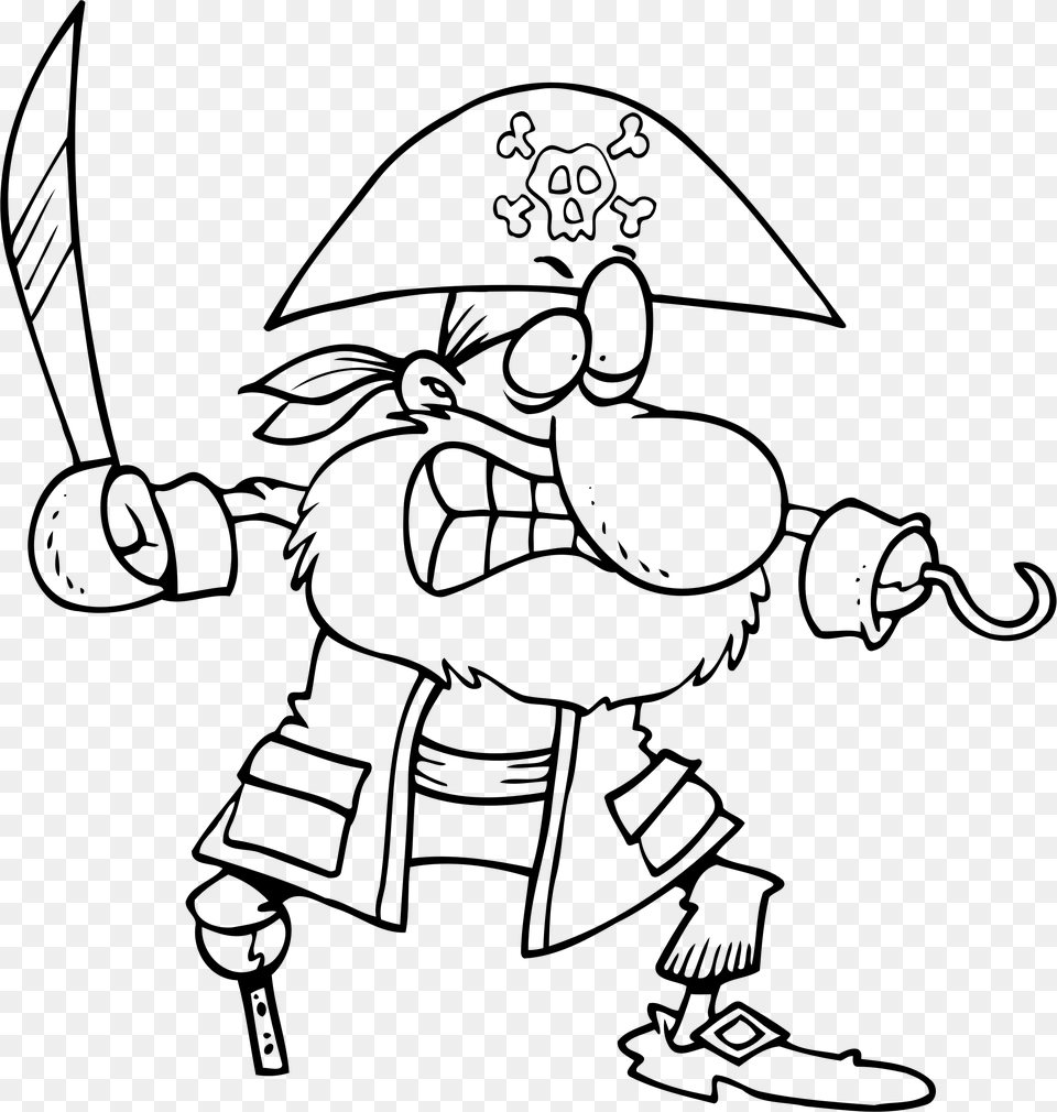 Pirate Clip Arts Pirate Outline, Gray Free Png