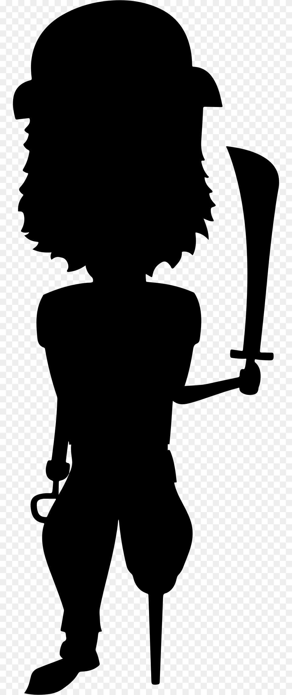 Pirate Clipart Silhouette Pirate Cartoon Silhouette, Gray Free Png