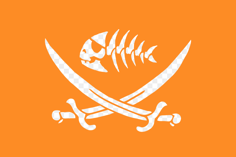 Pirate Fish Flag With Swords Silhouette, Logo, Animal, Sea Life, Shark Free Png