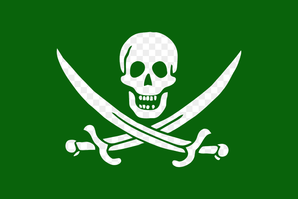 Pirate Flag Of Jack Rackham Silhouette, Face, Head, Person, Green Free Png