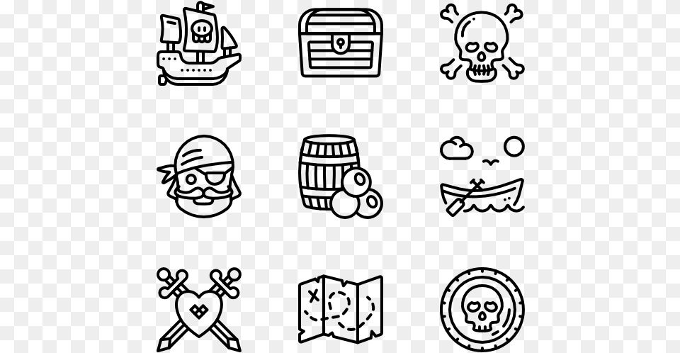 Pirate Life Food Icons, Gray Png Image