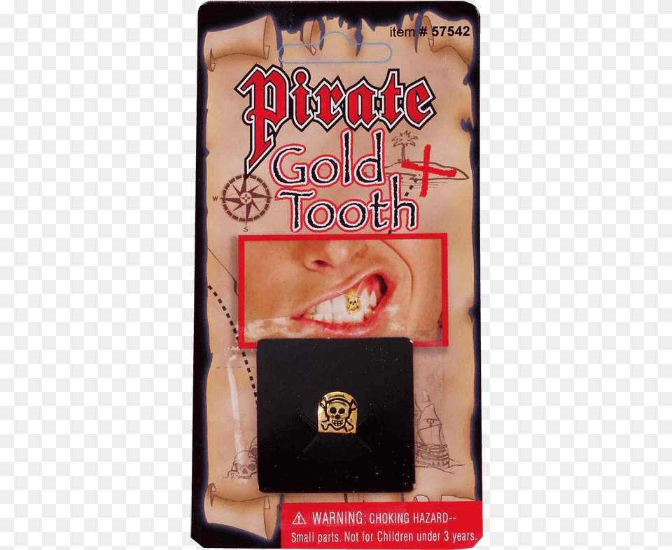 Pirate S Gold Skull Tooth Cap Piracy, Publication, Book, Person, Baby Free Png Download