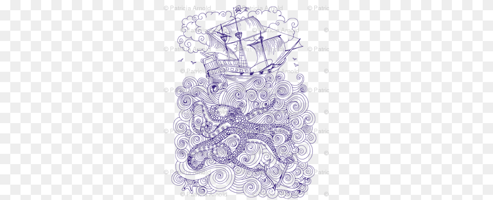 Pirate Ship And Octopus Ship, Chart, Plot, Purple, Text Free Png Download