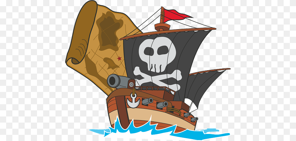 Pirate Ship And Treasure Map, Person, Cartoon, Bulldozer, Machine Png
