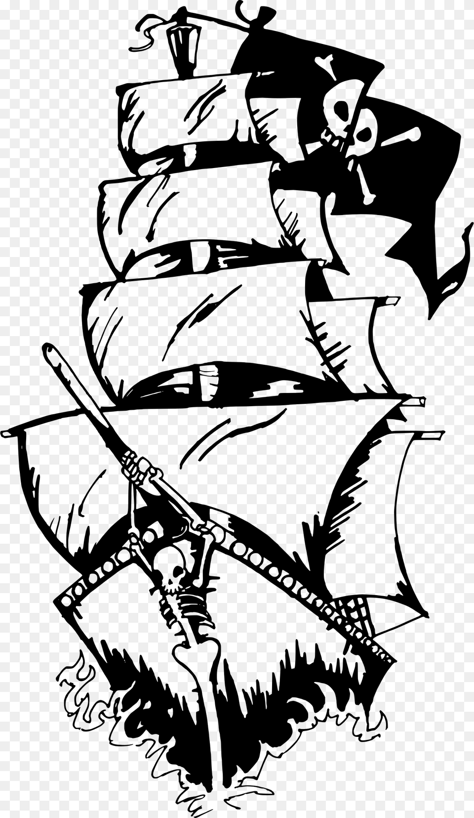 Pirate Ship Black And White, Gray Png